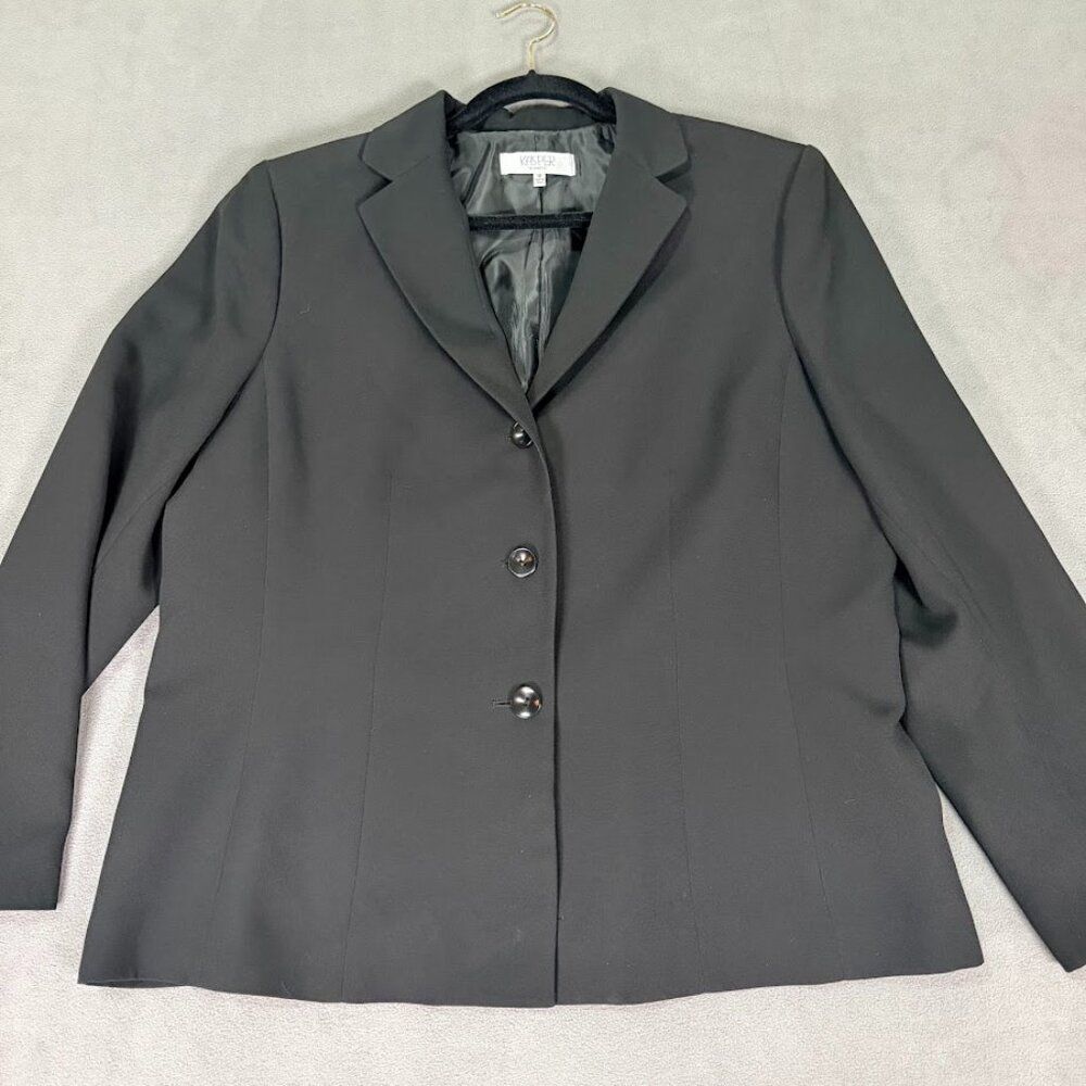 Kasper Separates Black Suit Jacket Blazer 3 Button Sz 18-Wardrobe Staple/Career